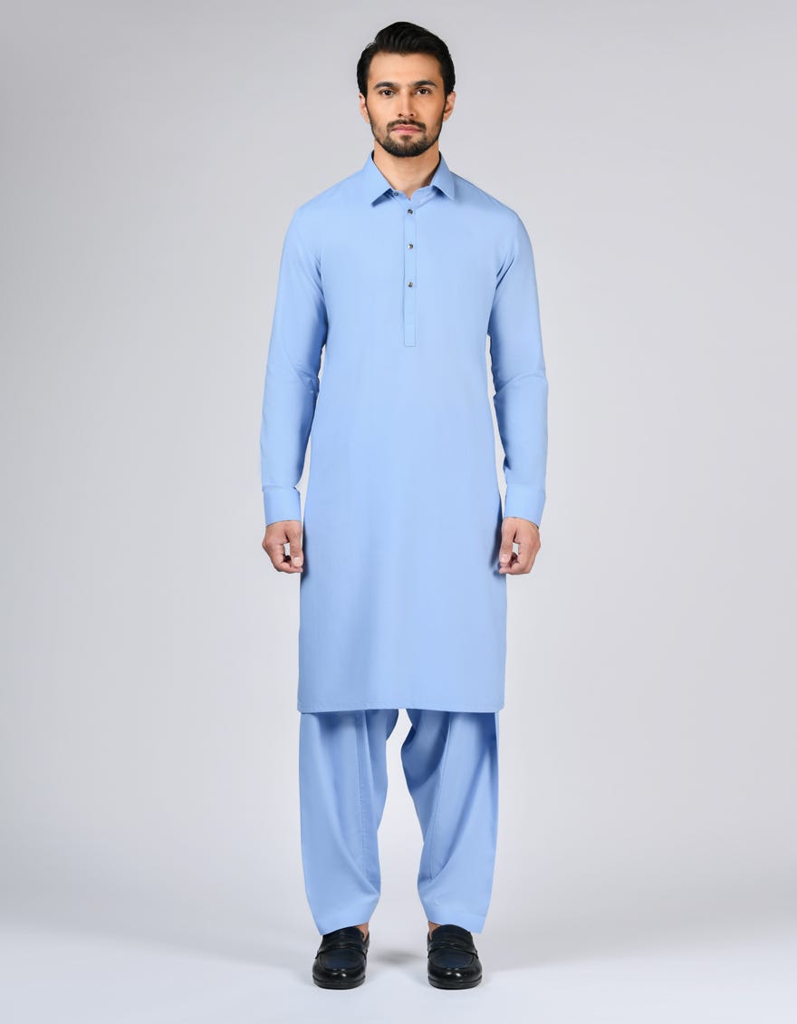 Sky Blue Blended Unstitched Kameez Shalwar Fabric | Jjms-2695
