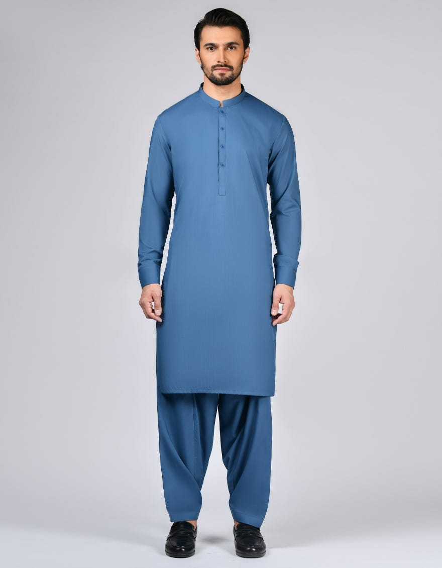 Teal Unstitched Kameez Shalwar Fabric | Jjms-2702