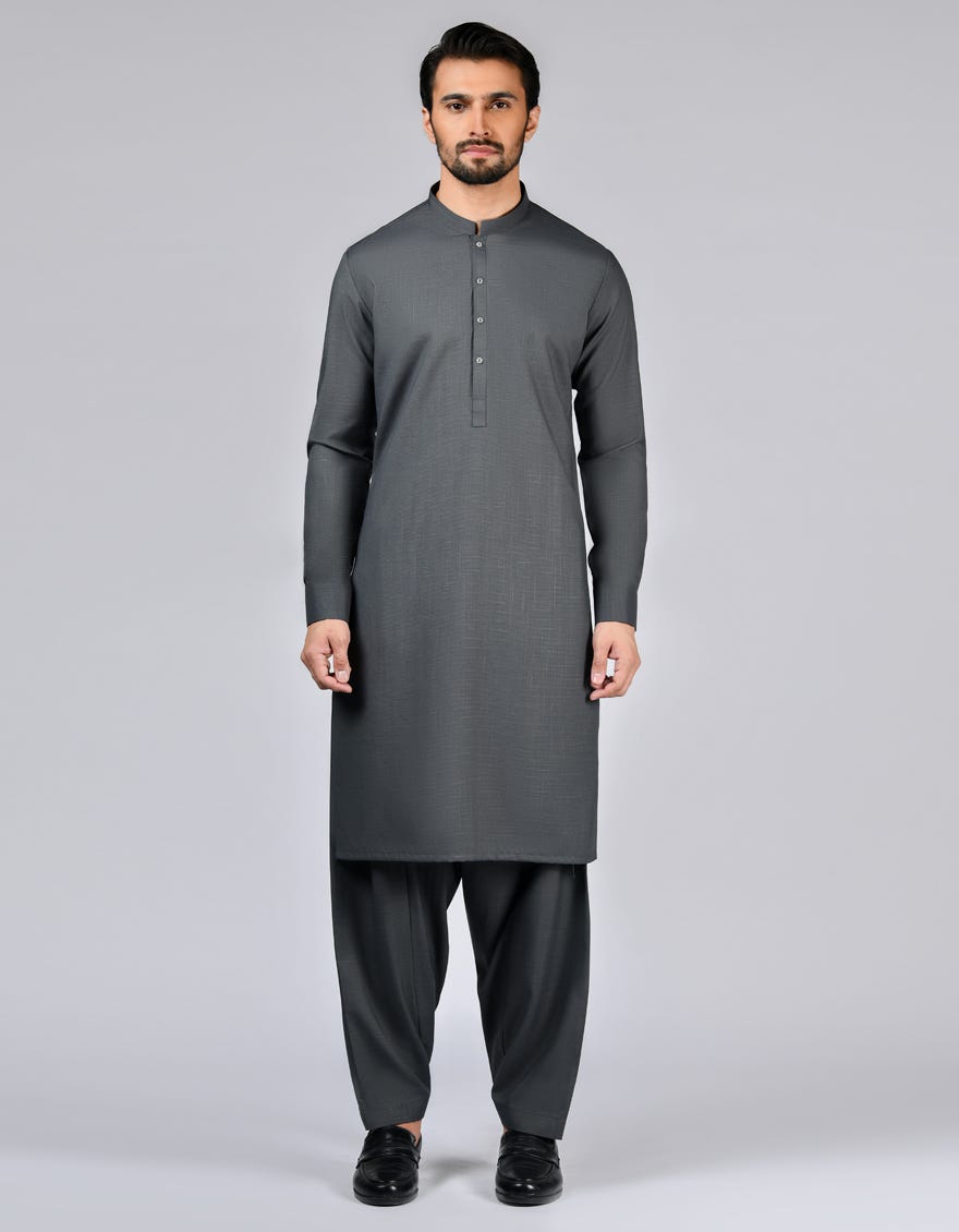 Dark Olive Blended Unstitched Kameez Shalwar Fabric | Jjms-2707