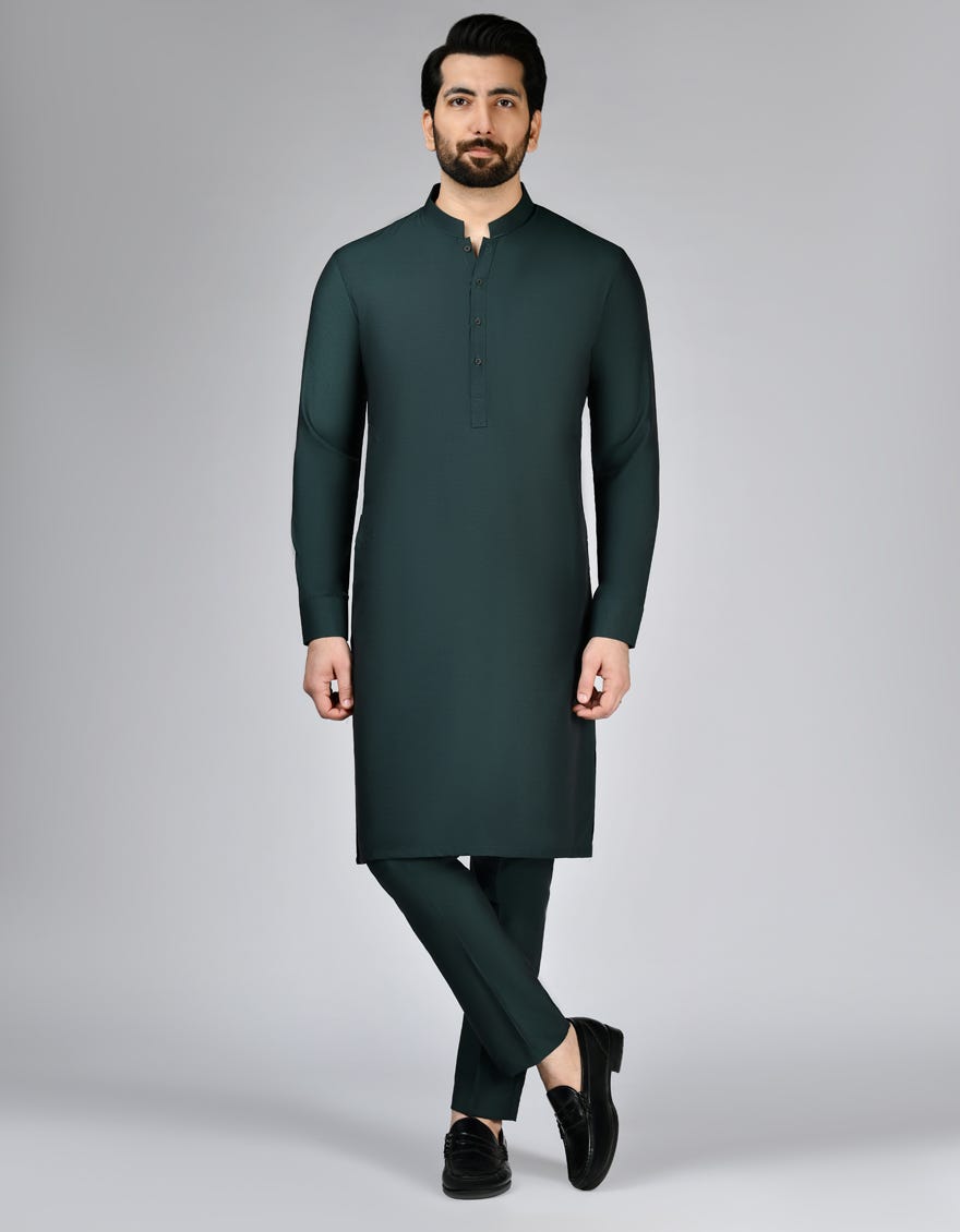 Green Blended Unstitched Kameez Shalwar Fabric | Jjms-2788