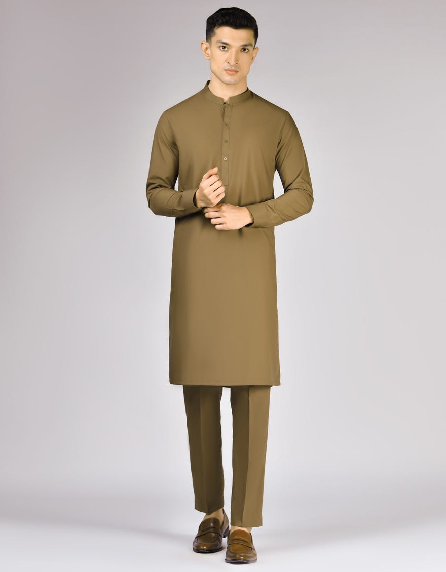 OLIVE BLENDED UNSTITCHED KAMEEZ SHALWAR FABRIC | JJMS-2984