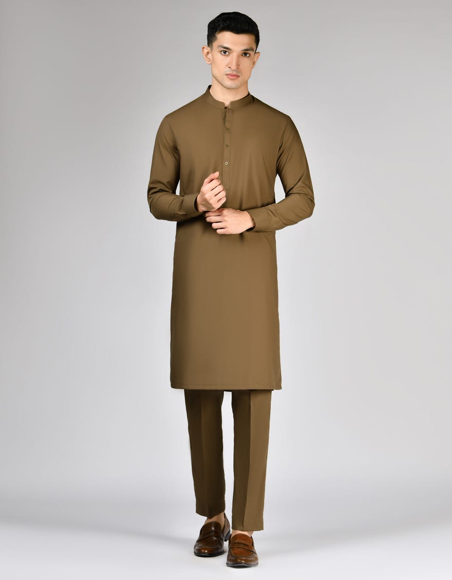 LIGHT BROWN BLENDED UNSTITCHED KAMEEZ SHALWAR FABRIC | JJMS-2985