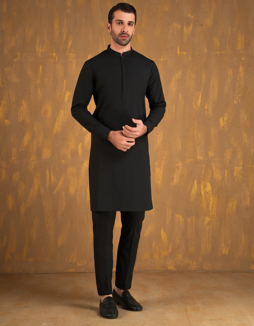 BLACK BLENDED UNSTITCHED KAMEEZ SHALWAR FABRIC | JJMS-2999