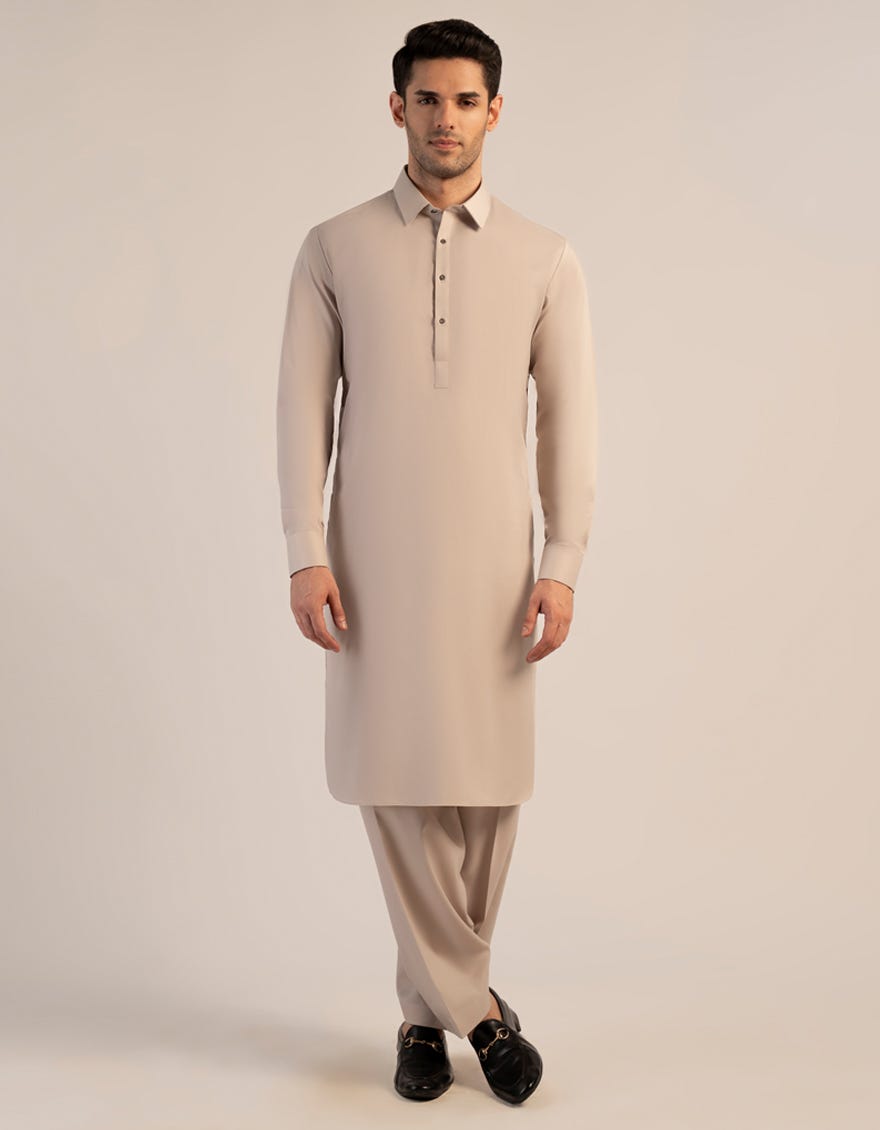 PALE GREY BLENDED UNSTITCHED KAMEEZ SHALWAR FABRIC
