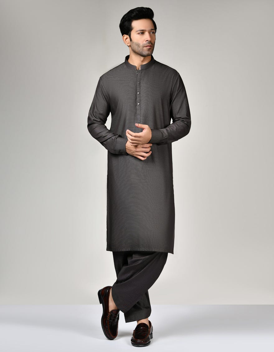 Chocolate Brown Cotton Unstitched Kameez Shalwar Fabric | Jjms-7093-Tsr