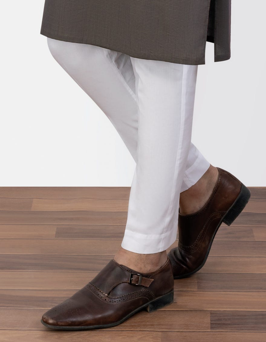 Off White Cotton Silk Trouser | Jjps-302-J-04012391