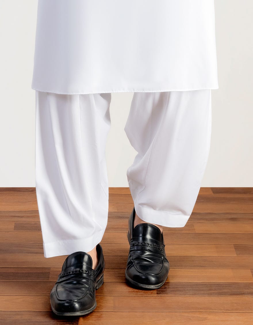 White Cotton Shalwar | Jjs-109-J-04012623