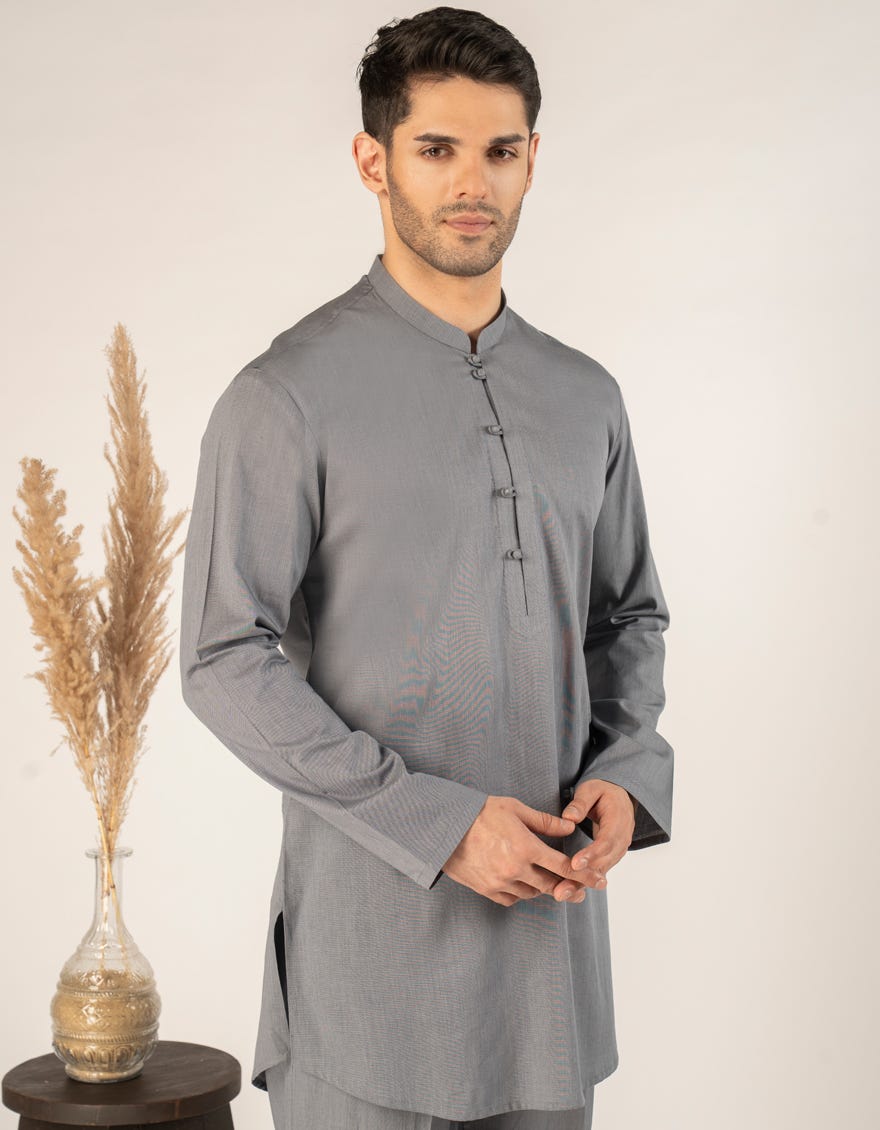 BLUE COTTON CASUAL SHORT KURTA TROUSER