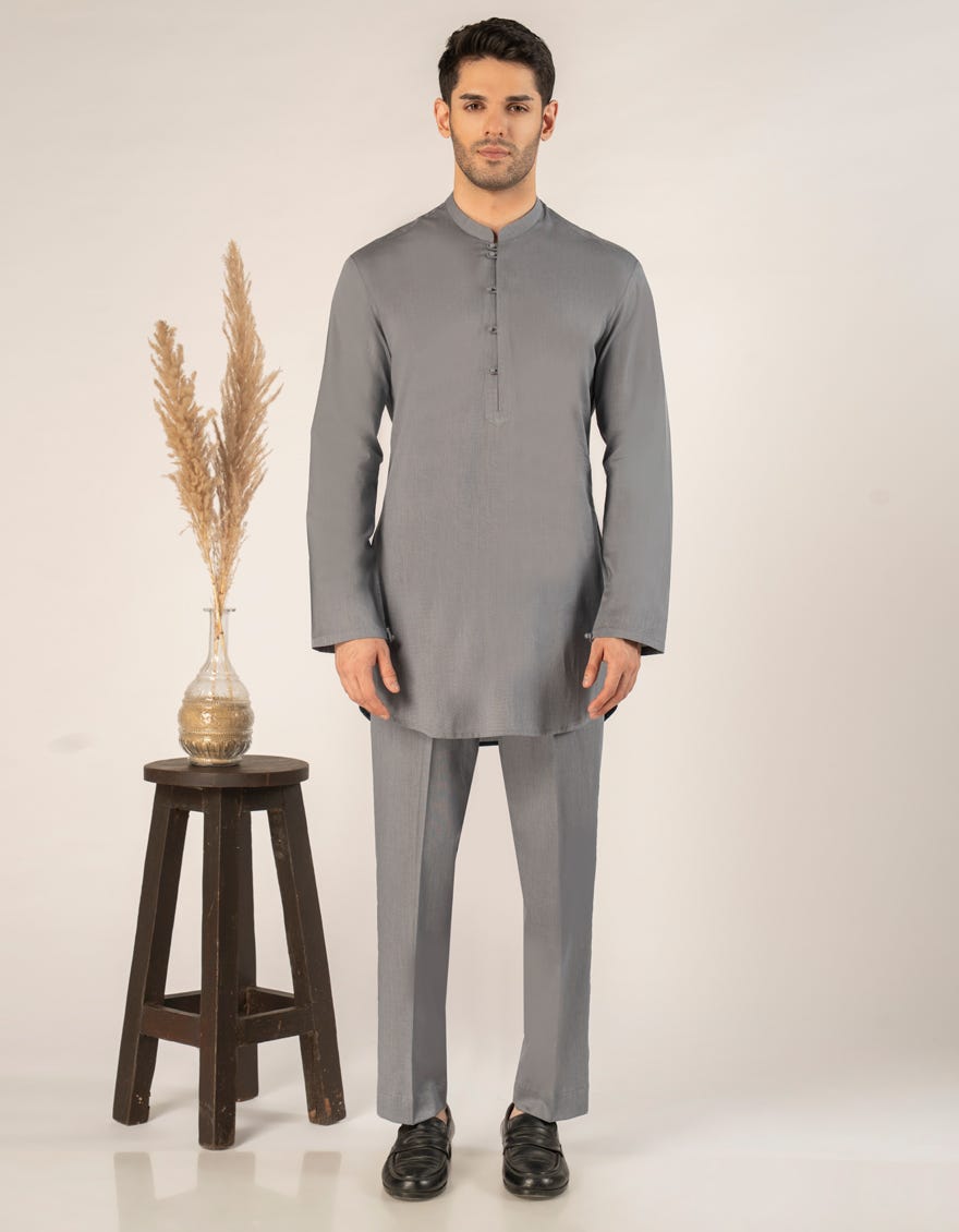 BLUE COTTON CASUAL SHORT KURTA TROUSER
