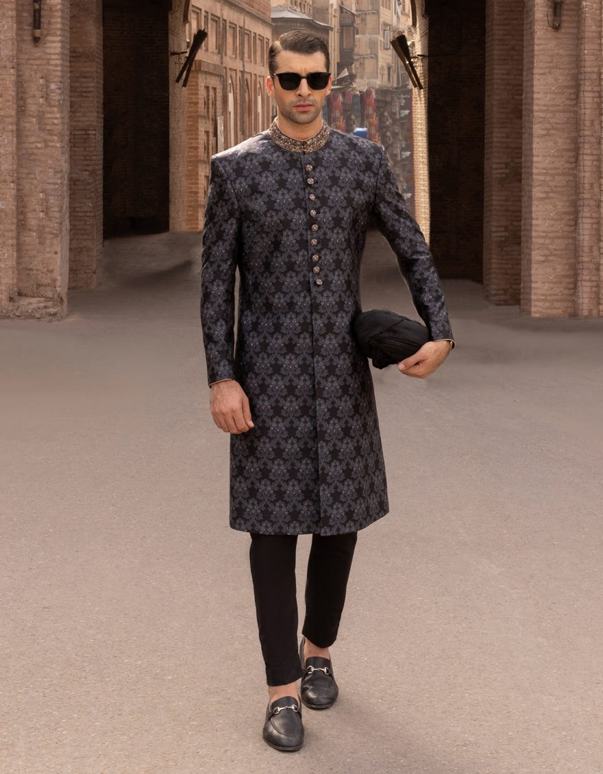 Black Sherwani | Jjsw-551