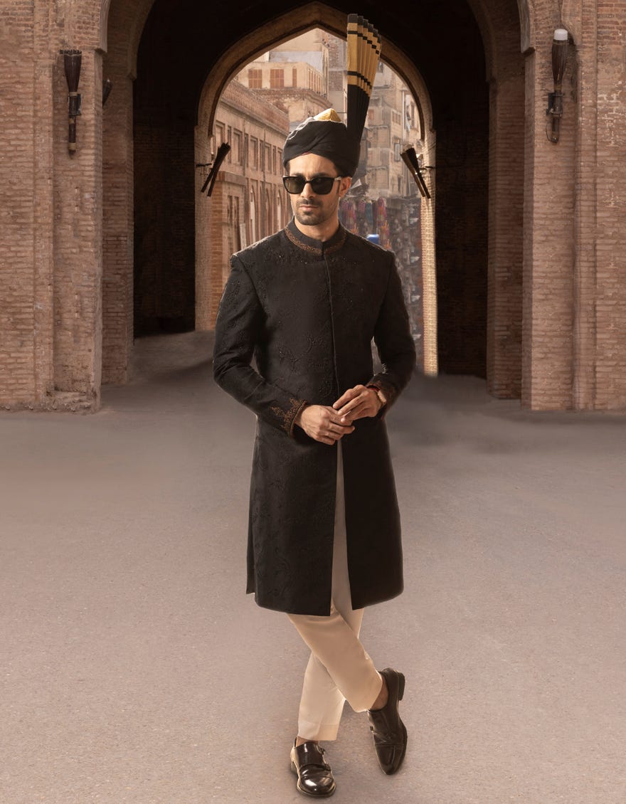 Black Sherwani | Jjsw-552