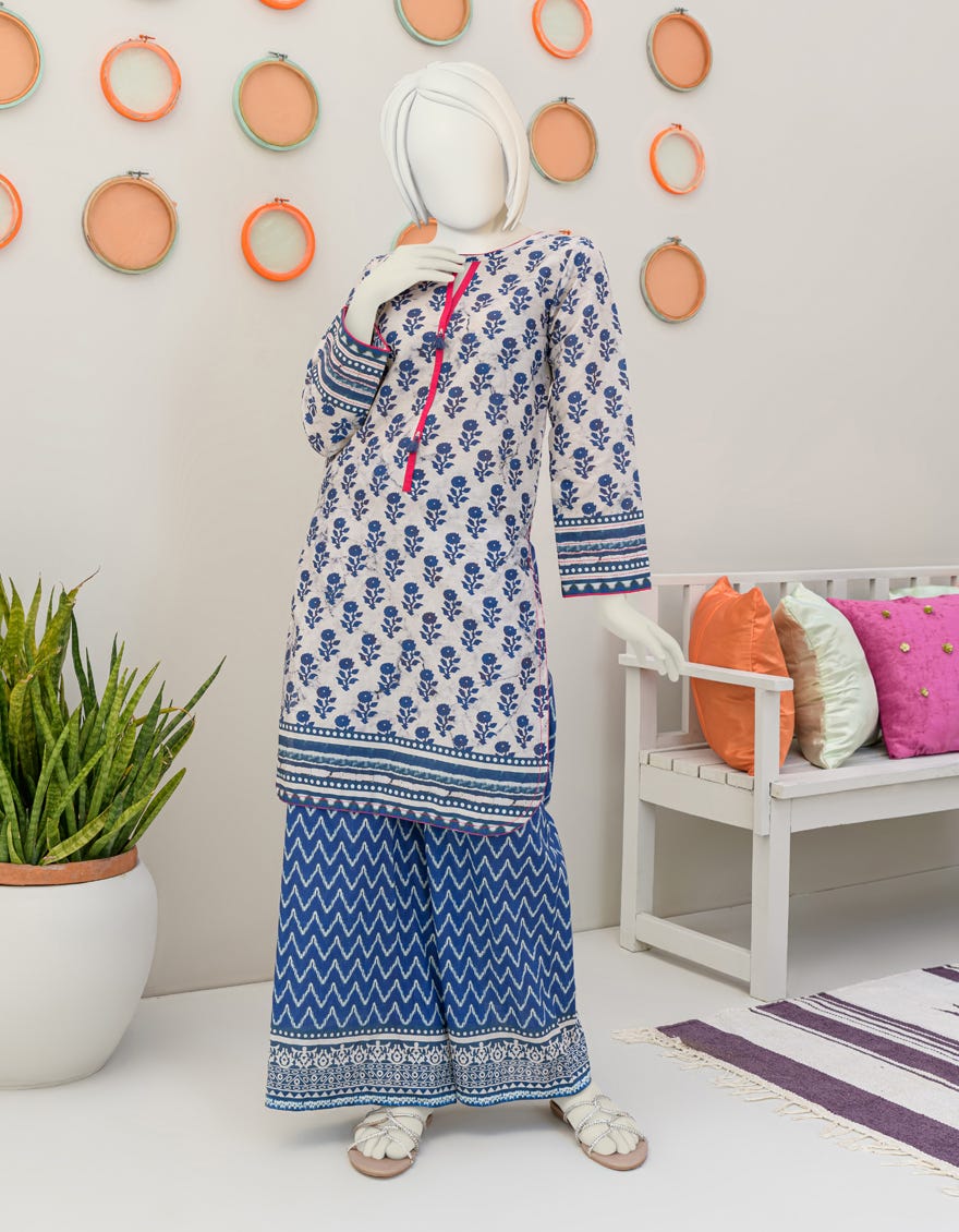 Blue Lawn 2 Piece Stitched Dress | Jgk-S-Jjt2-23-057