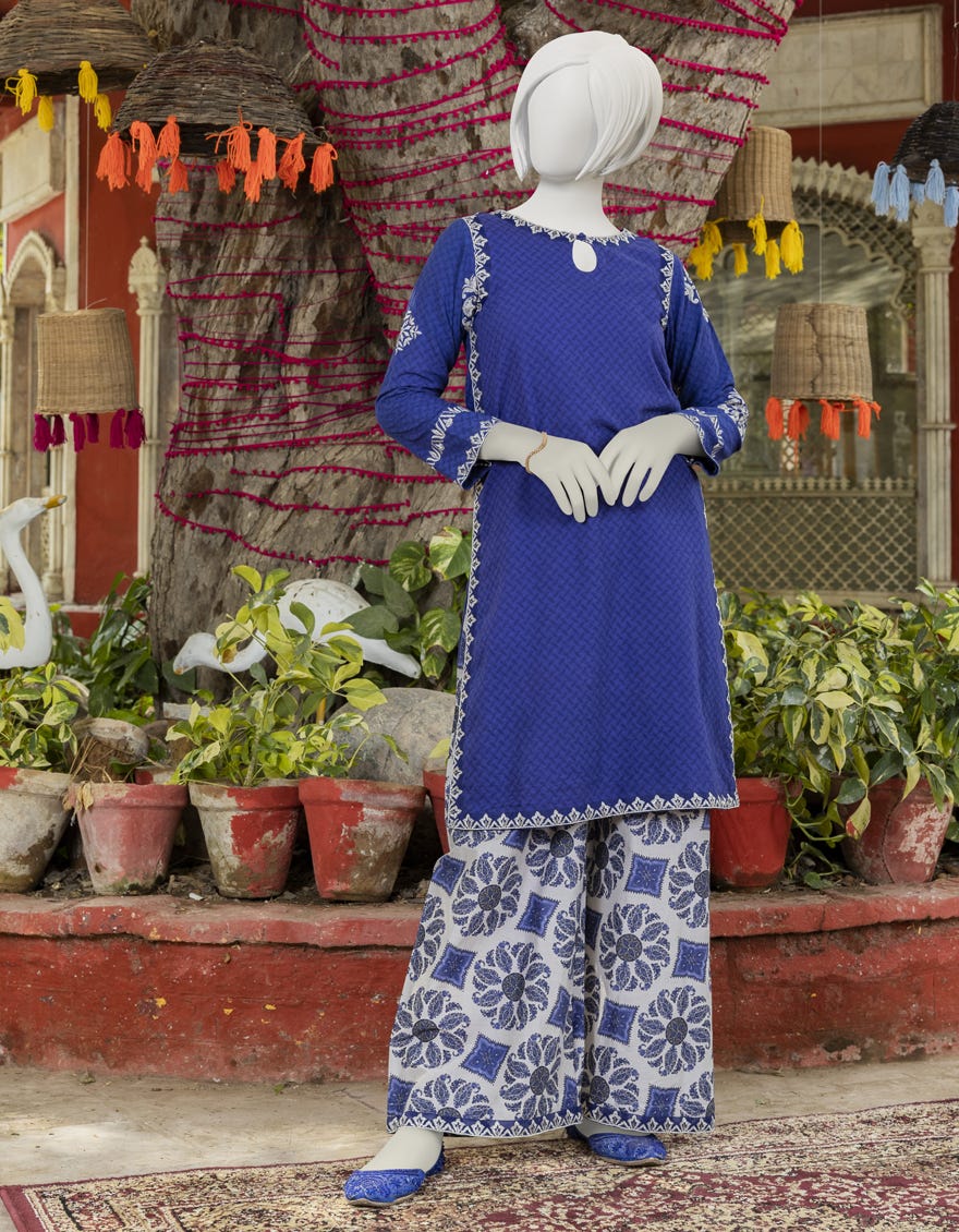 Blue Dobby Teens 2 Piece Stitched | Jgk-S-Jjt2-23-059