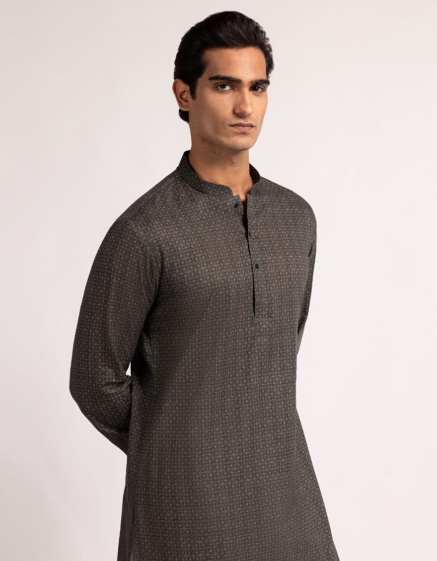 DARK GREY COTTON CASUAL SHORT KURTA