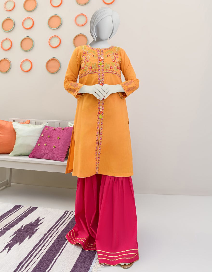Mustard Lawn Kurti | Jygk-S-Jjtk-23-076