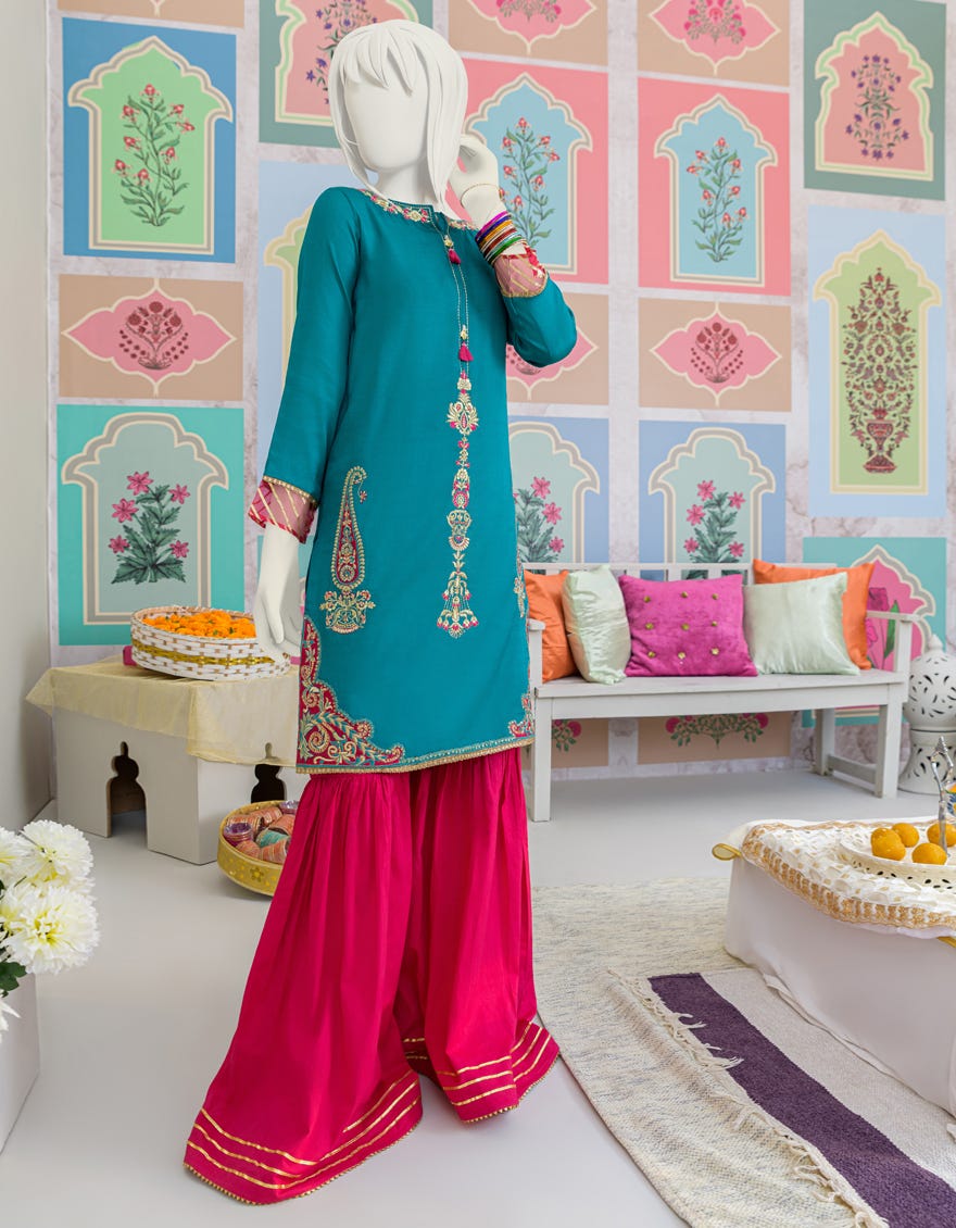 Teal Silk Kurti | Jygk-S-Jjtk-23-077