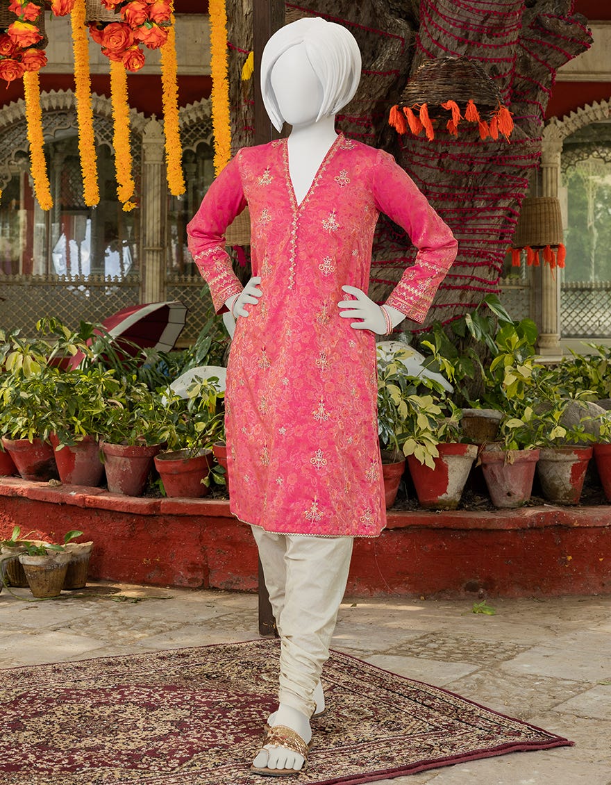 Pink Jamawar Kurti | Jygk-S-Jjtk-23-079