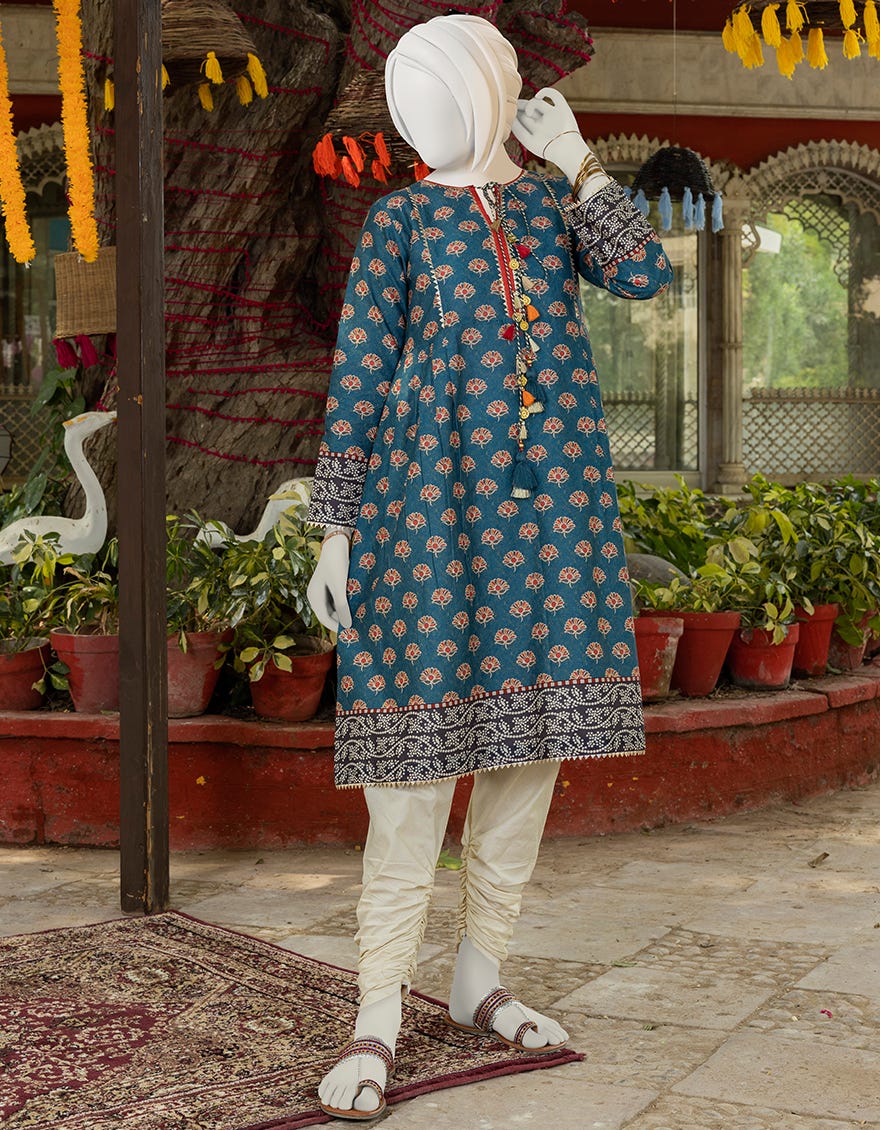 Teal Cambric Kurti | Jygk-S-Jjtk-23-082