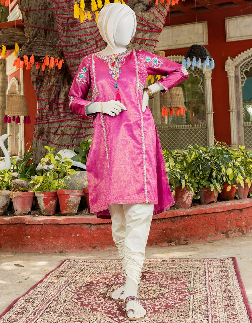 Pink Jacquard Kurti | Jygk-S-Jjtk-23-083