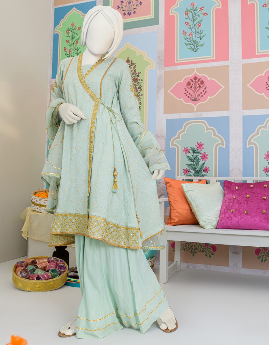 Aqua Dobby Teens 3 Piece Stitched | Jgk-S-Jjts-23-056