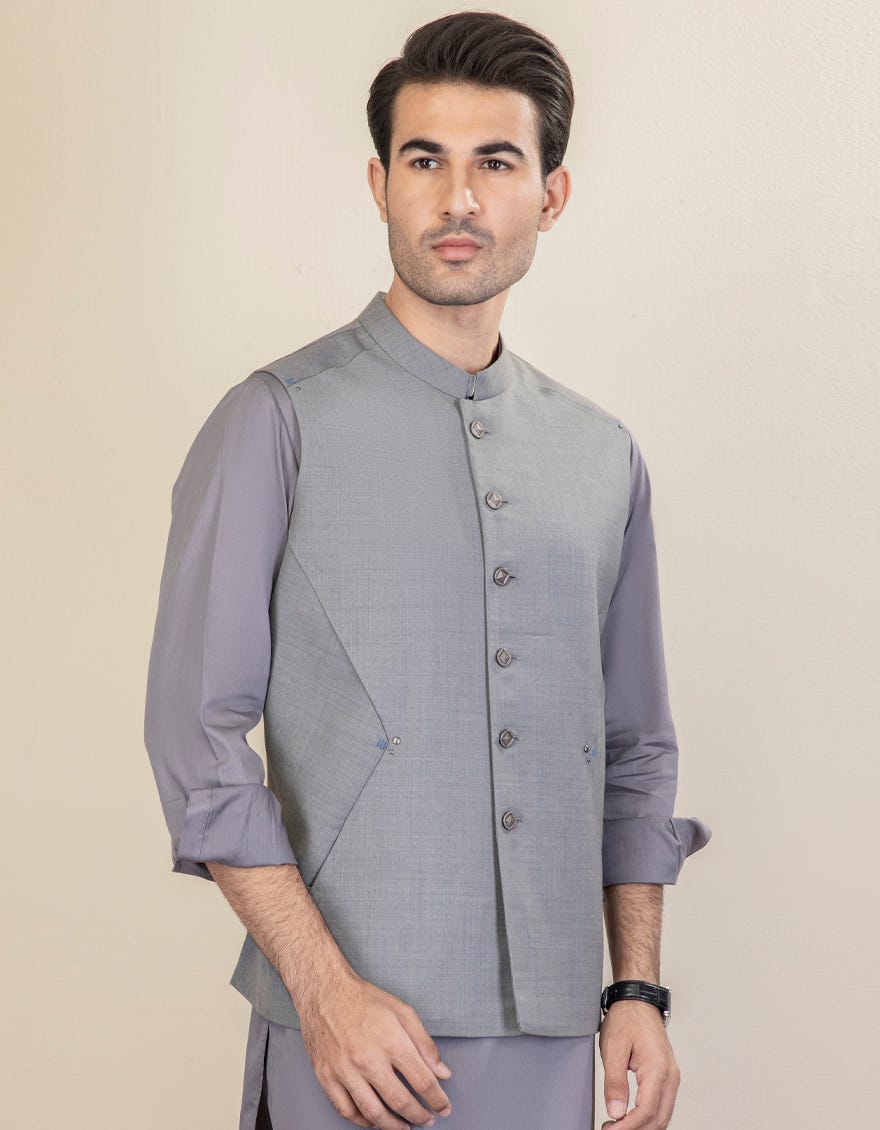 GREY BLENDED WAISTCOAT | JJVC-27477 – J.