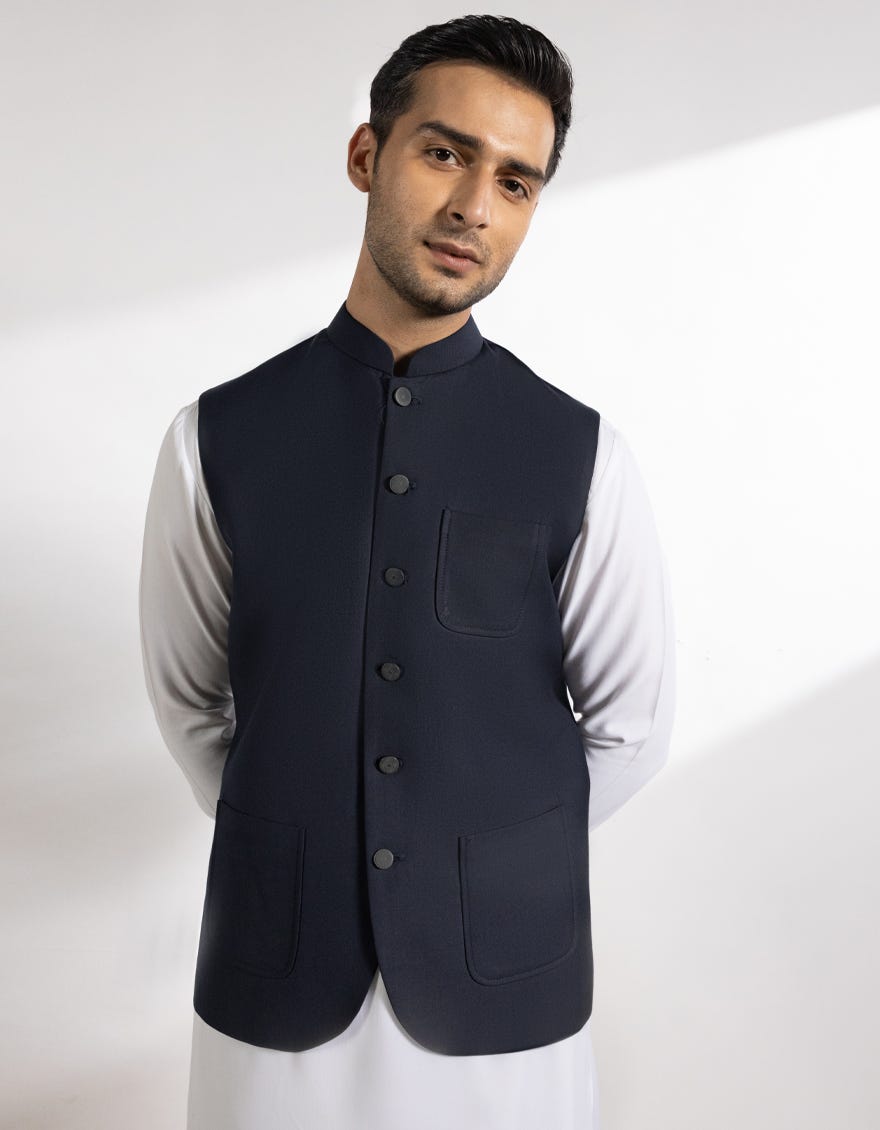 NAVY BLUE SUITING WAISTCOAT