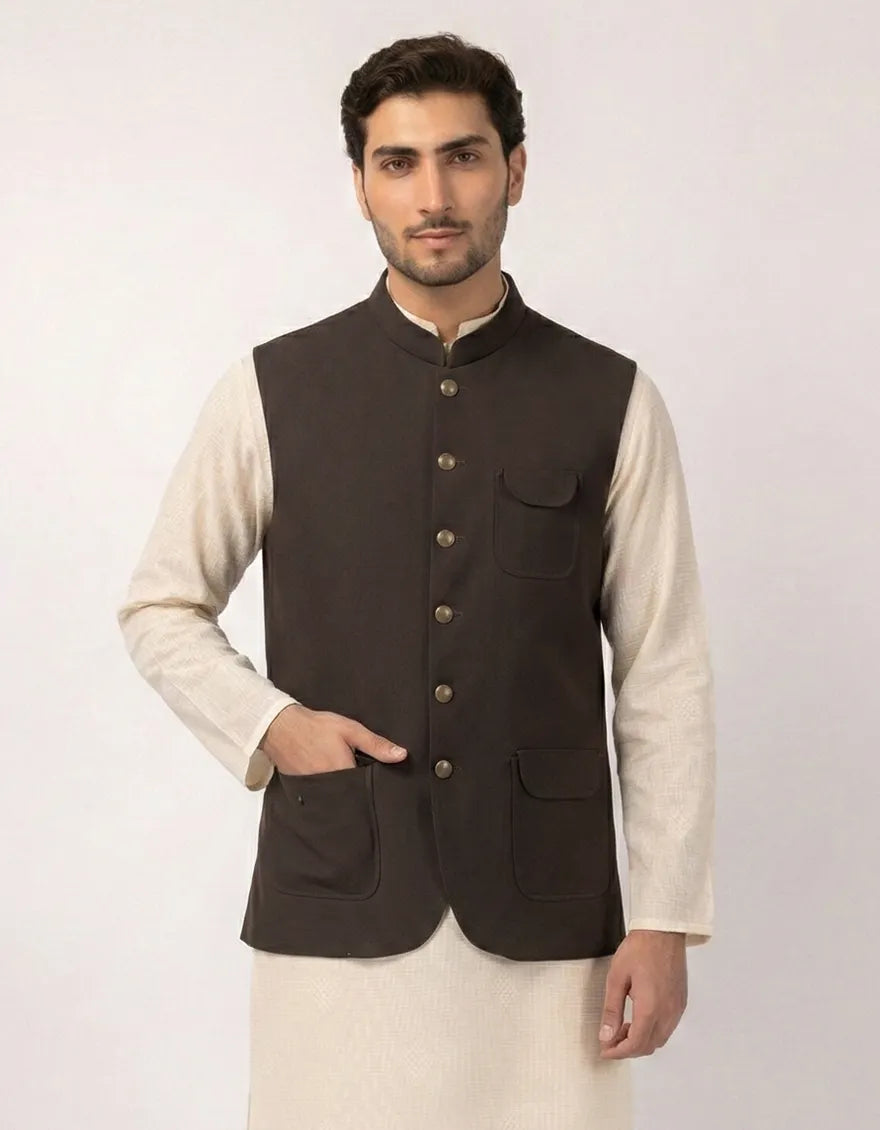 DARK BROWN SUITING WAISTCOAT