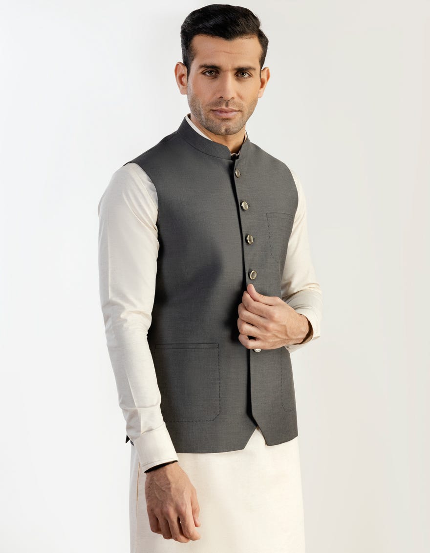 Grey Suiting Waistcoat | Jjvc-36992