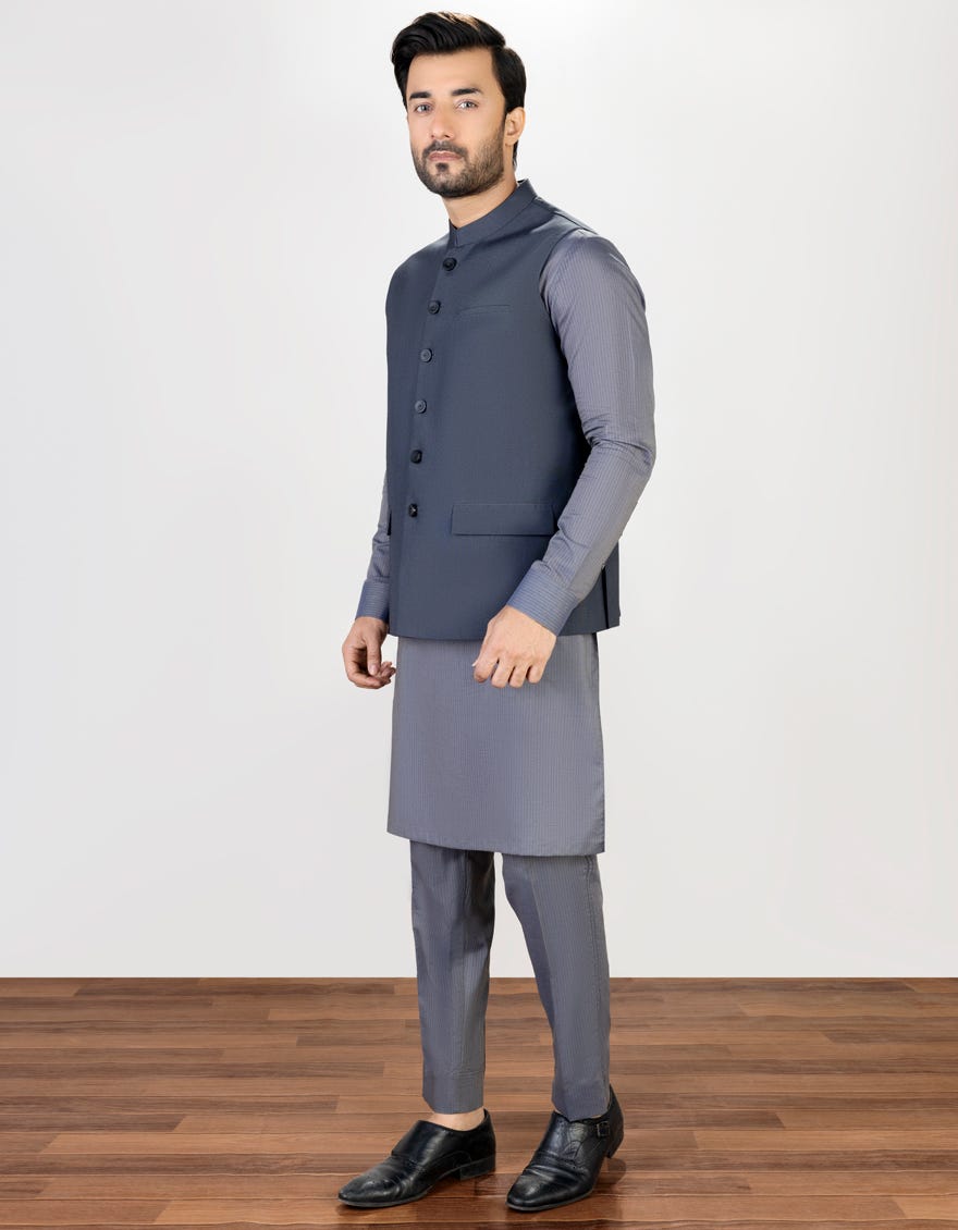 Charcoal Suiting Waistcoat | Jjvc-36993