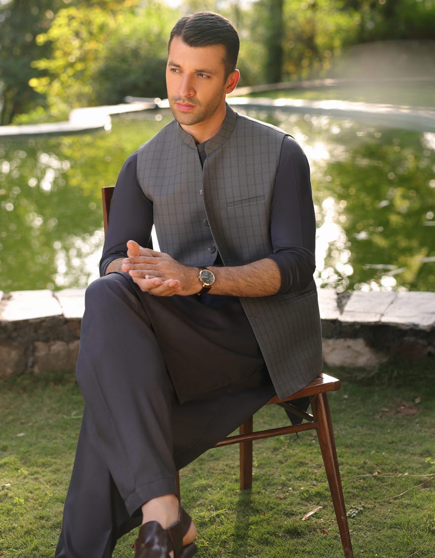 Grey Blended Waistcoat | Jjvc-48016