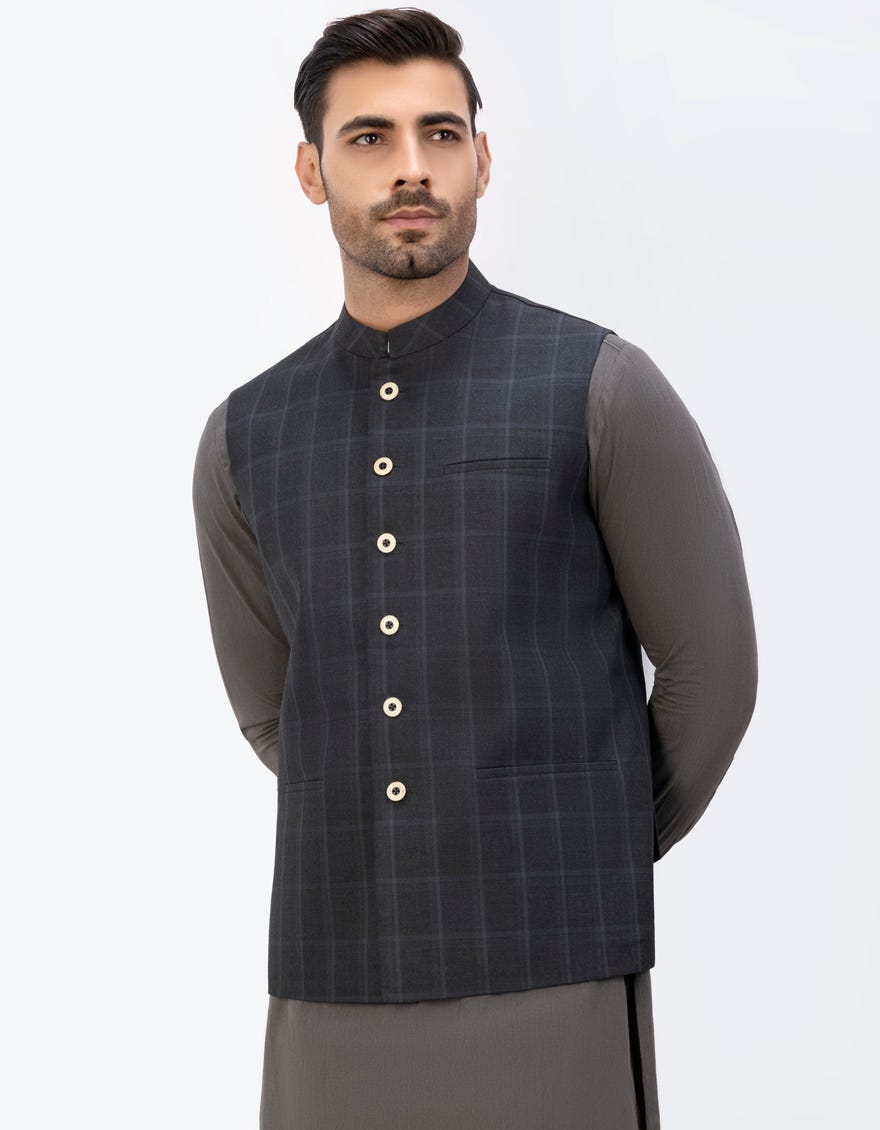 Grey Blended Waistcoat | Jjvc-48019