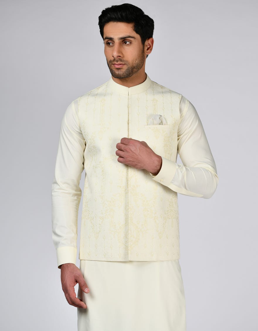 Cream Blended Waistcoat | Jjvc-A-48053