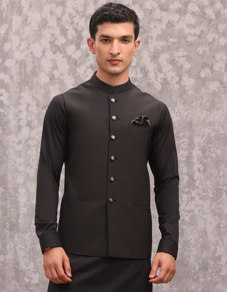 Black Suiting Waistcoat | Jjvc-A-48174