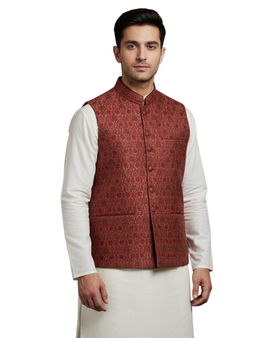 PLUM BLENDED WAISTCOAT | JJVC-A-34880
