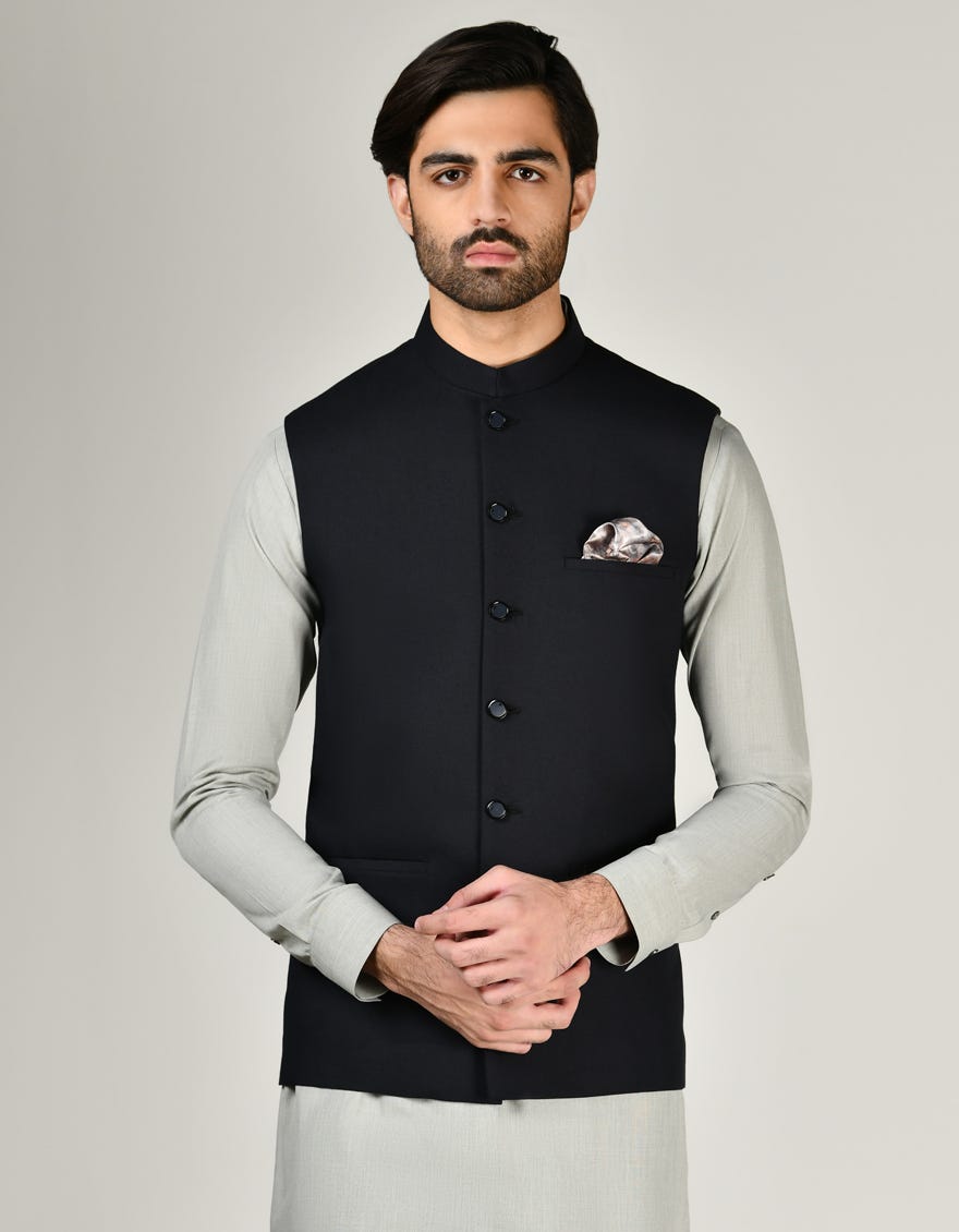 MIDNIGHT BLUE SUITING WAISTCOAT | JJVC-A-48167