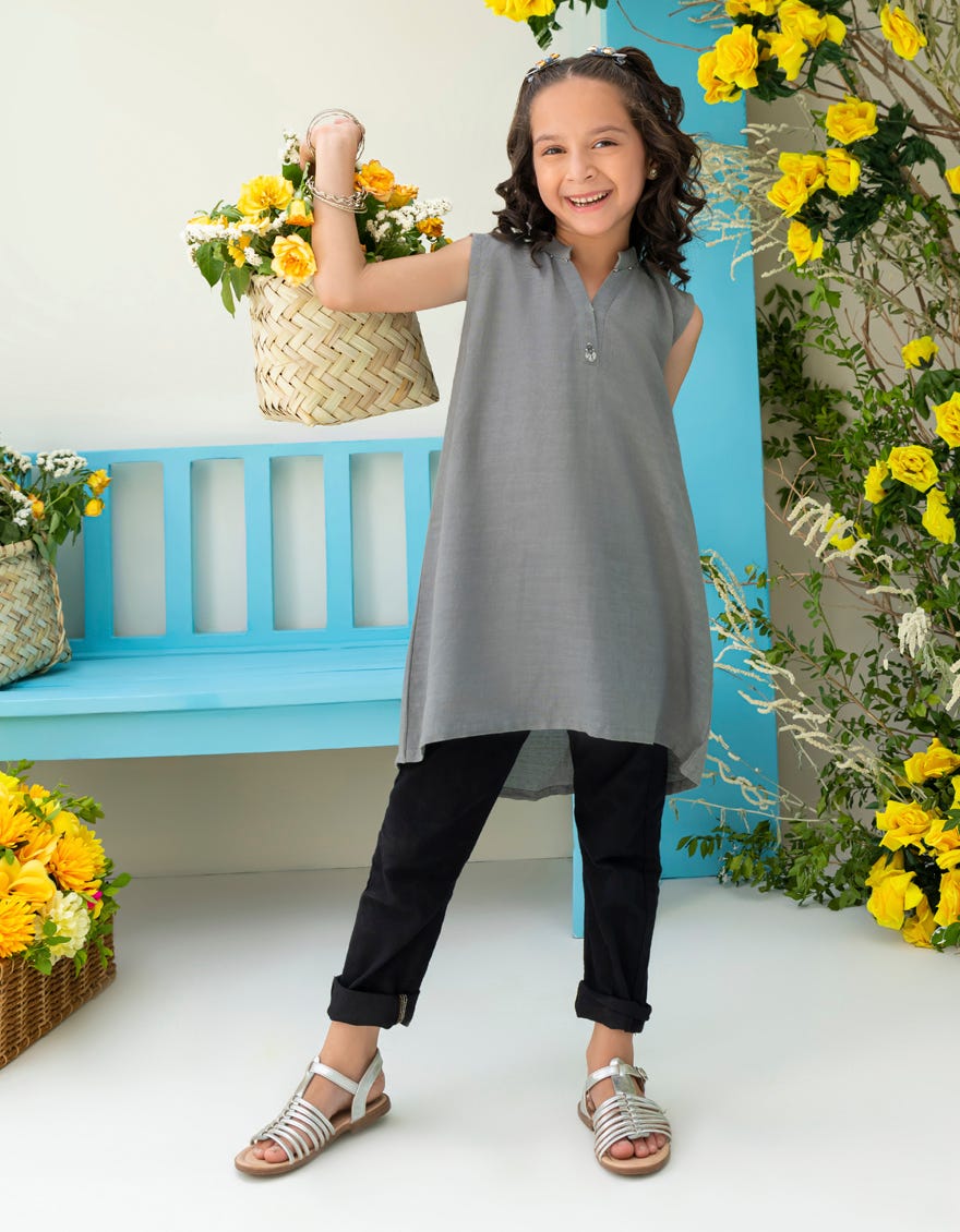 Grey Khaddar Kurti | Jglk-S-Jk-23-6001