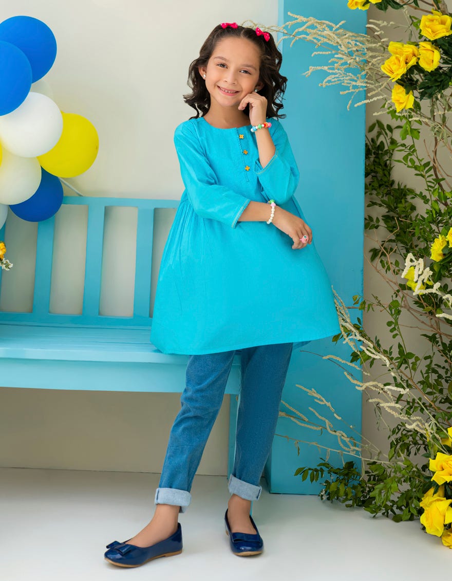 Sky Blue Khaddar Kurti | Jglk-S-Jk-23-6003