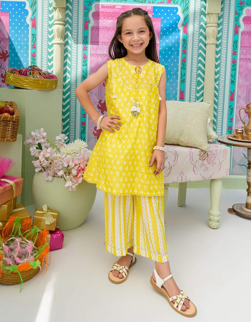 Yellow Lawn Girls 2 Piece Stitched | Jgkl-S-Jk2-23-5617