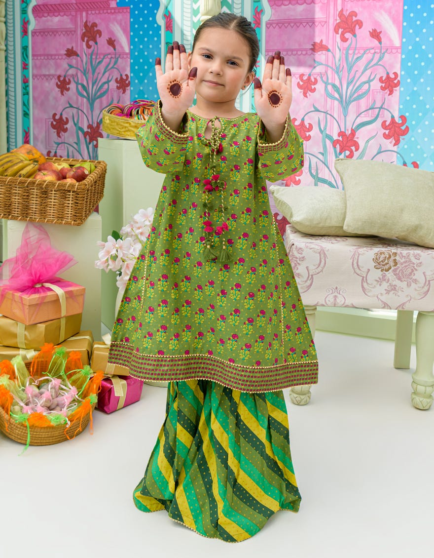 Green Lawn Girls 2 Piece Stitched | Jgkl-S-Jk2-23-5618