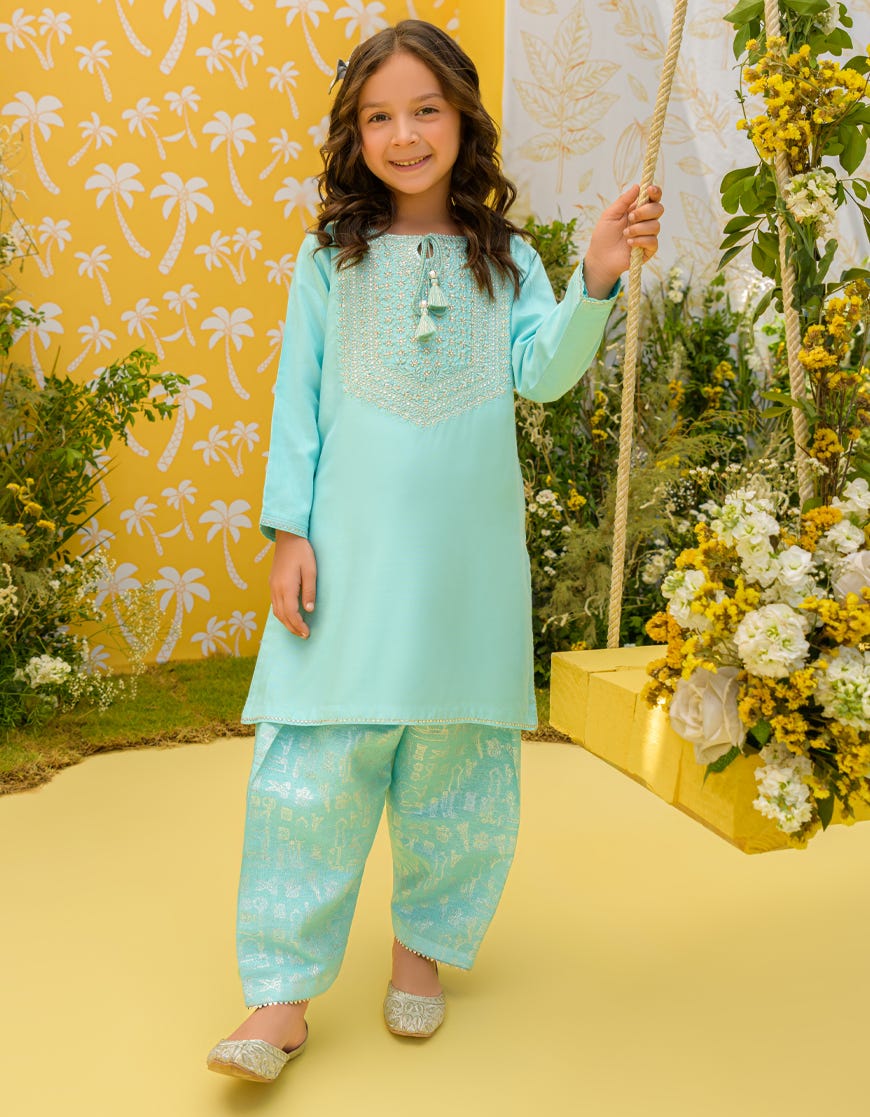 Blue Lawn Girls 2 Piece Stitched | Jgkl-S-Jk2-23-5623