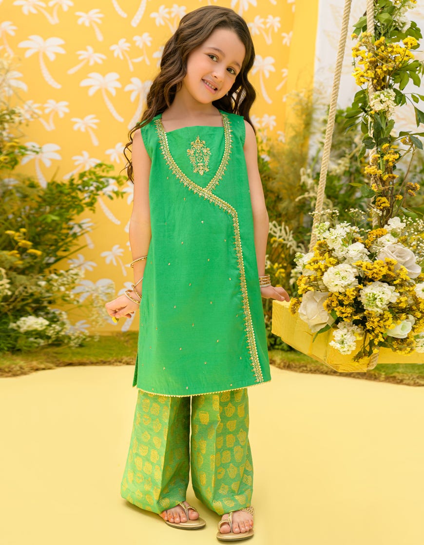 Green Lawn Girls 2 Piece Stitched | Jgkl-S-Jk2-23-5624