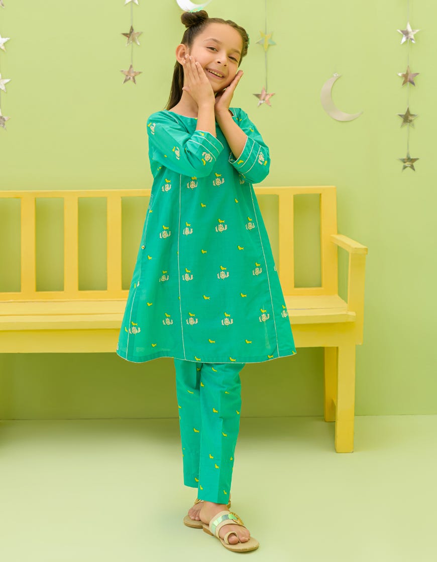 Green Lawn Girls 2 Piece Stitched | Jgkl-S-Jk2-23-5628