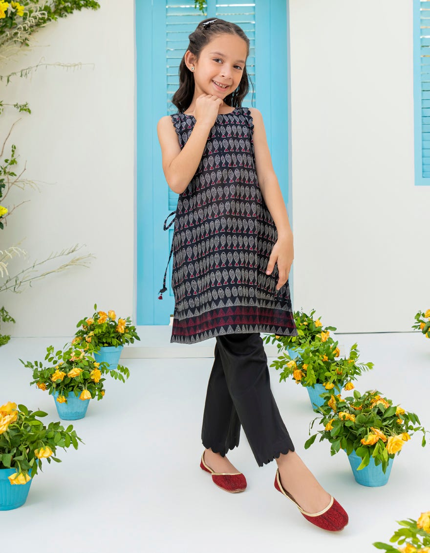 Black Lawn Girls 2 Piece Stitched | Jgkl-S-Jk2-23-5637