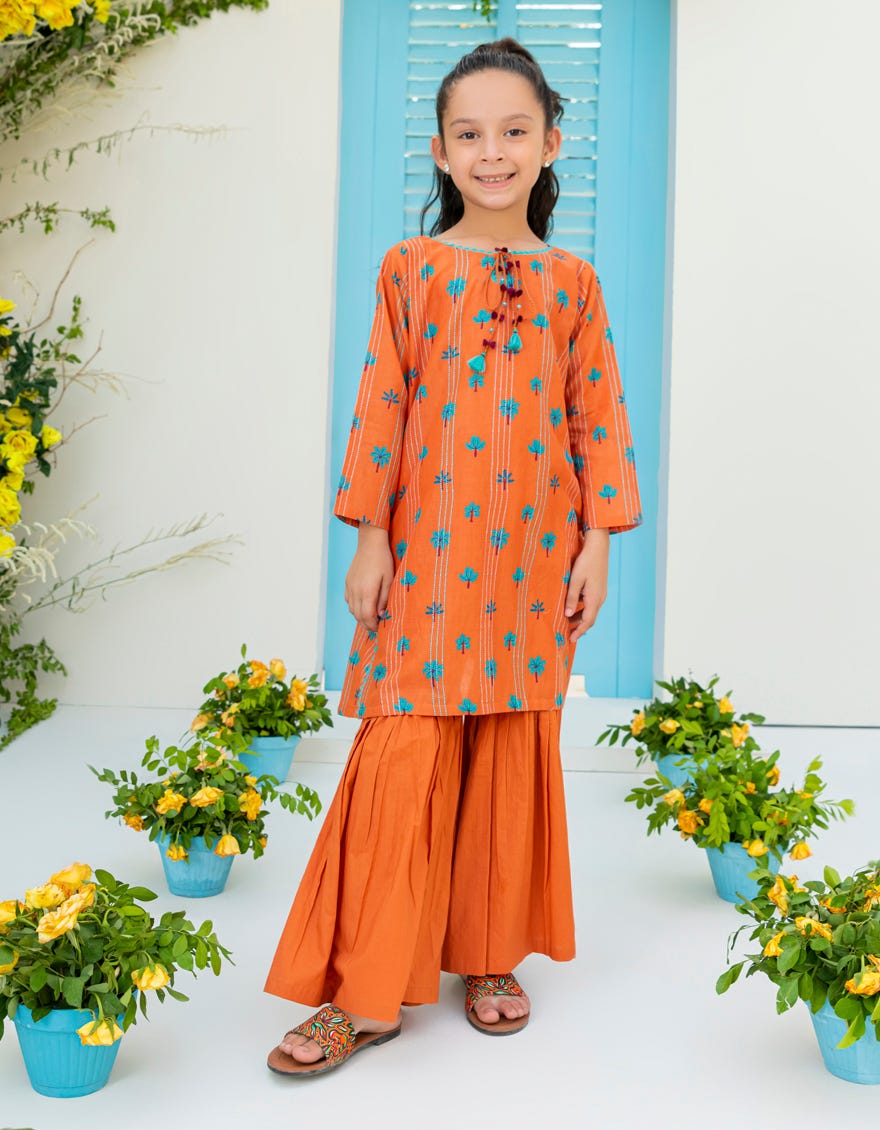 Orange Lawn Girls 2 Piece Stitched | Jgkl-S-Jk2-23-5638