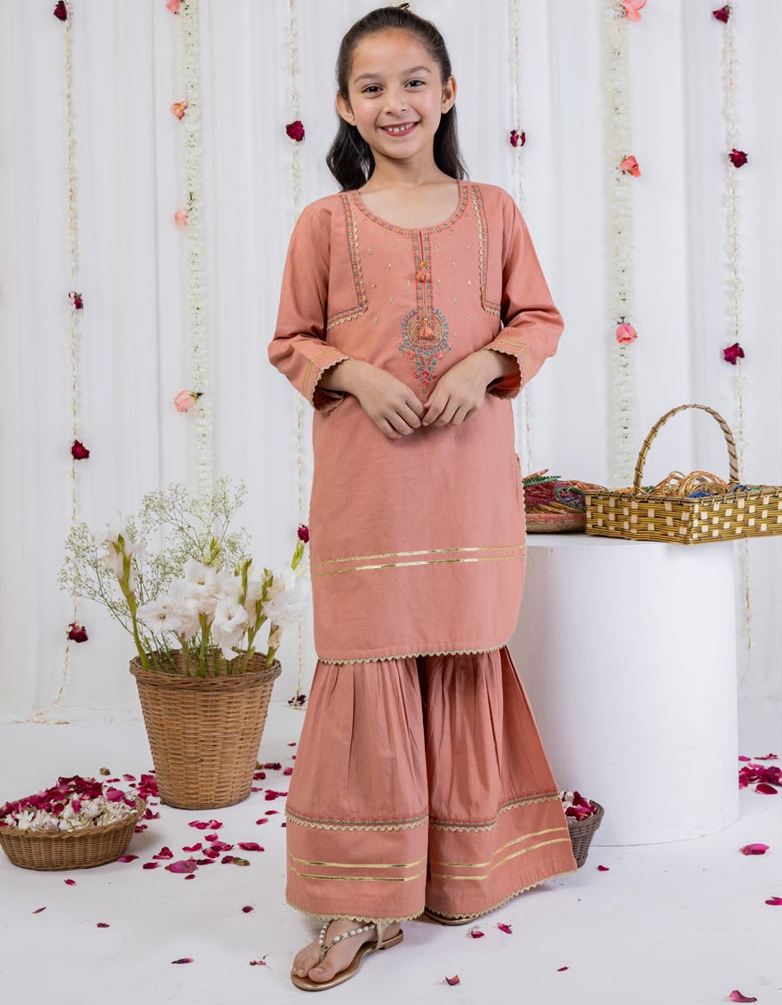Peach Dyed Lawn Stitched 2 Piece | Jgkl-S-Jk2-24-5617
