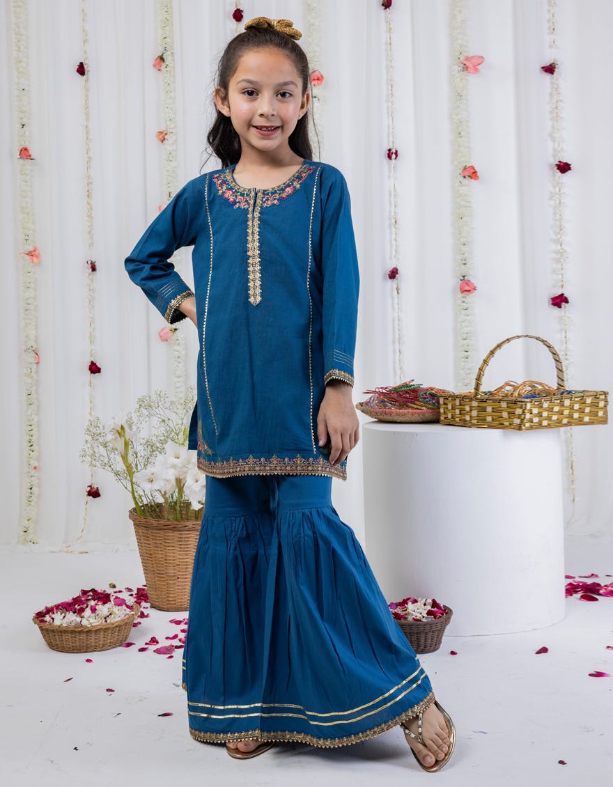 Blue Dyed Lawn Stitched 2 Piece | Jgkl-S-Jk2-24-5618