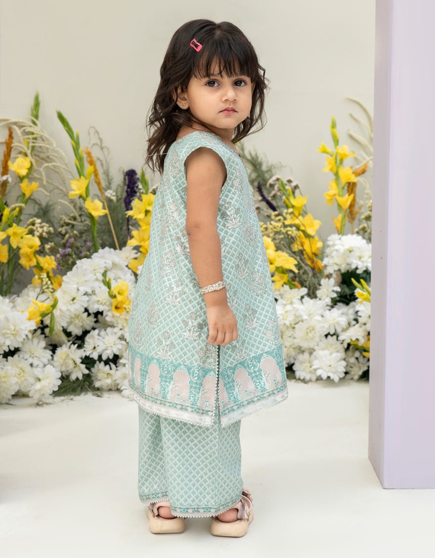 BLUE LAWN INFANT 2PC STITCHED | JGKL-S-JK2-24-5635