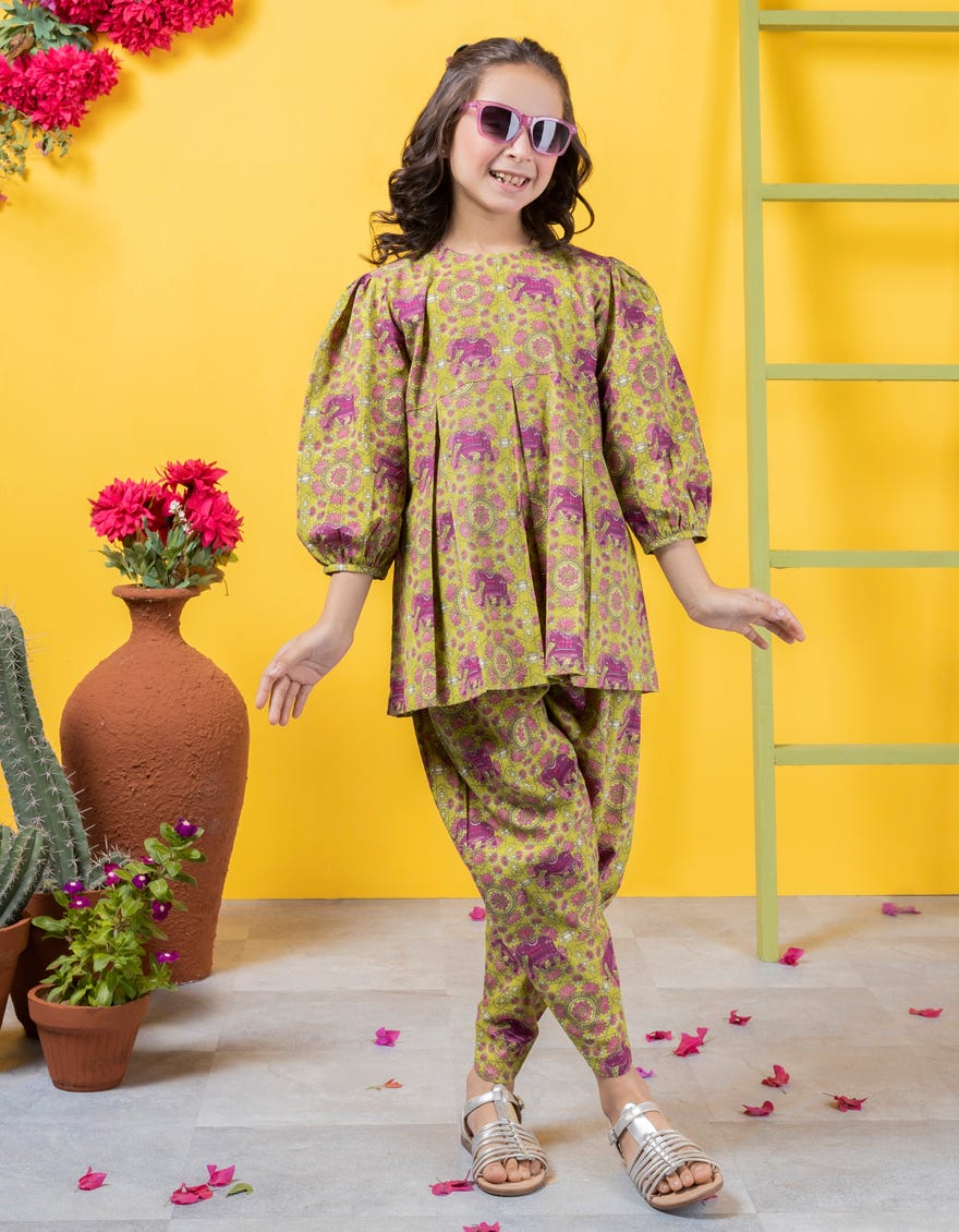Green Lawn 2 Piece Stitched Dress | Jgkl-S-Jk2-24-5648