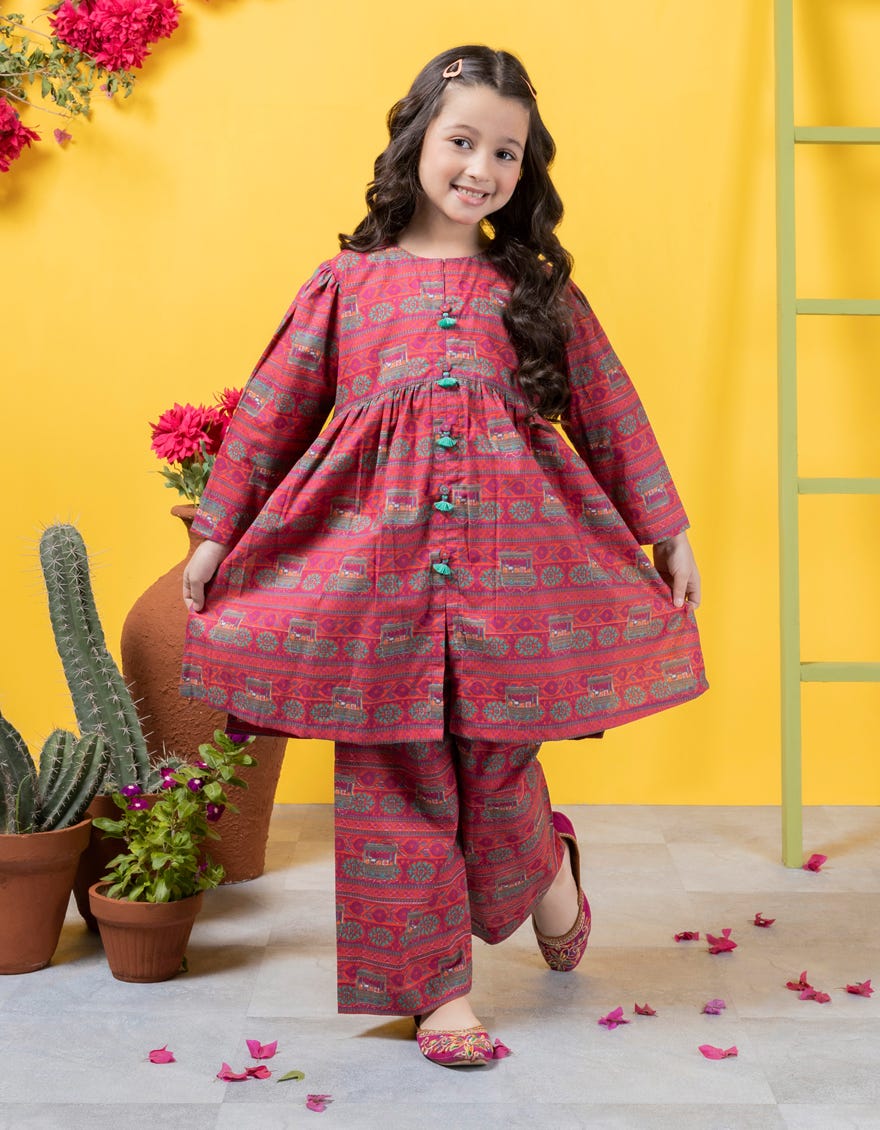Pink Lawn 2 Piece Stitched Dress | Jgkl-S-Jk2-24-5649
