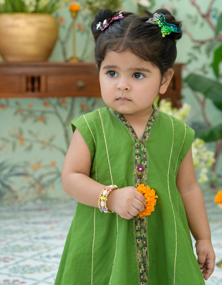 GREEN DOBBY EMBROIDERED 2PC STITCHED